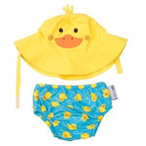 Praticantemamma store shopping online per mamme e bambine Set Baby Costumino Contenitivo+ Cappellino UPF 50+, Anatroccolo, Zoocchini 854892005939