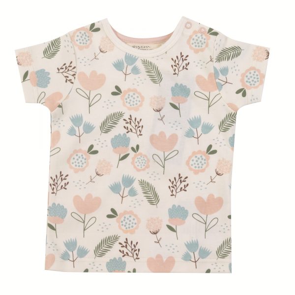 Praticantemamma store shopping online per mamme e bambini, T-Shirt Flowers, Rosa- Pigeon Organics, 5056414369979